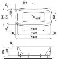 Laufen PALOMBA vana 1800x900x600 mm, konstrukce, bílá   H2328010000001